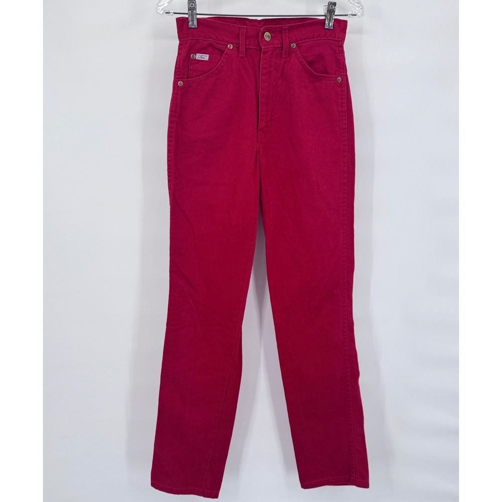 Chic Vintage High Waisted Jeans Womens 10 Red Straight Leg 90s Retro USA Made